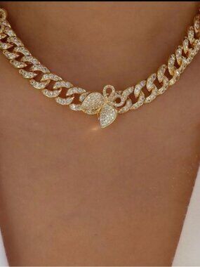 Gold butterfly cuban choker 16in